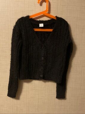 Classic Black V-Neck Button-Up Women's Cardigan Sweater